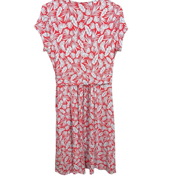 Boden Lola Jersey Swing Dress Short Sleeve V-Neck Red Palm Tropical‎ Women's 8R - Picture 6 of 10